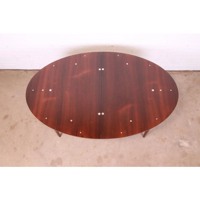 Outstanding Finn Juhl Rosewood and Silver Inlay "Judas" Dining Table, Newly Restored For Sale - Image 9 of 13