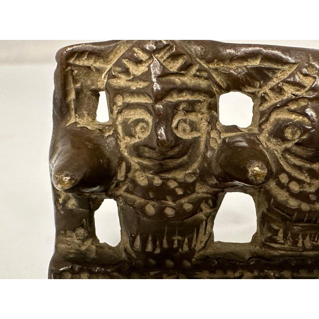 Ming Dynasty Chinese Bronze Brush Rest: Scholars Openwork Relief For Sale - Image 6 of 10