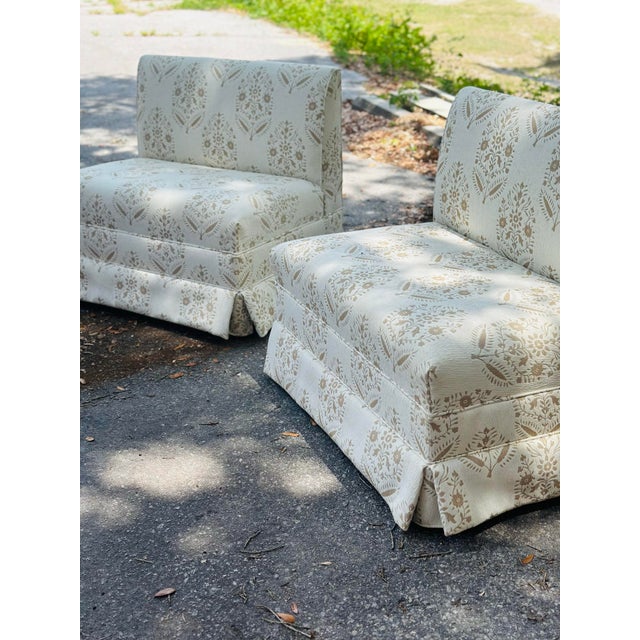 Tan Pair of Vintage Banquets, Recovered For Sale - Image 8 of 9