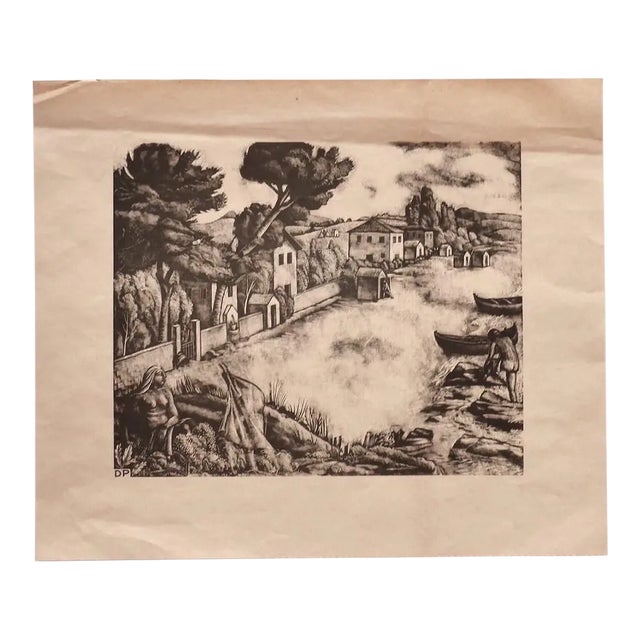 Diego Pettinelli - Landscape - Original Lithograph on Paper - Mid-20th Century For Sale