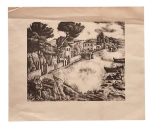 Diego Pettinelli - Landscape - Original Lithograph on Paper - Mid-20th Century