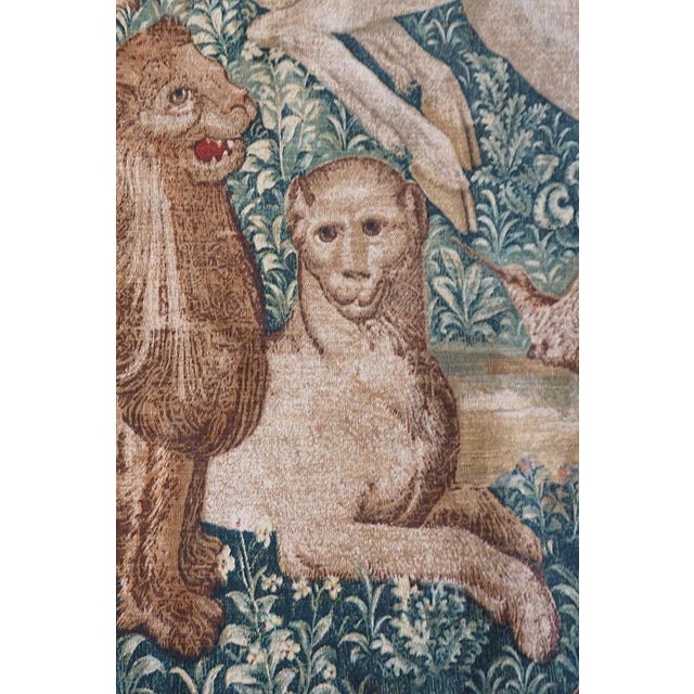 1950 Vintage Square Tapestry Continental Allover Floral Flat Weave 7' 4" x7' 6" 224 x 229 ) Vintage Square Tapestry...