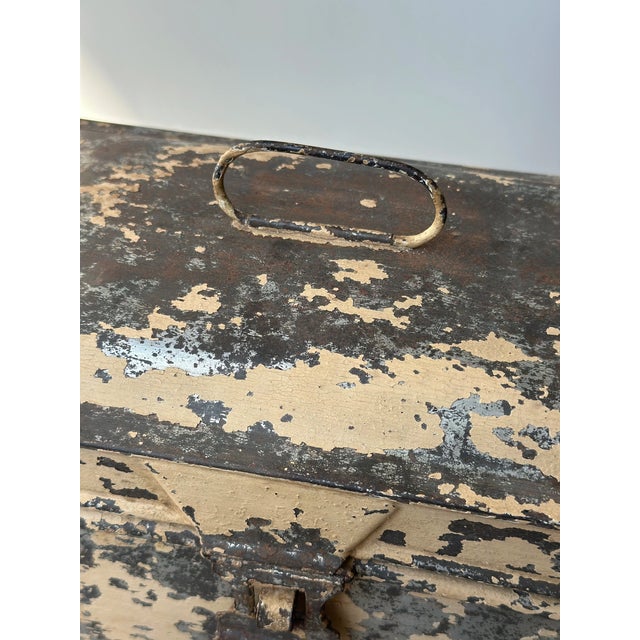 Antique Weathered Cream-Painted Tin Box, Circa Late 19th - Early 20th Century For Sale - Image 11 of 16
