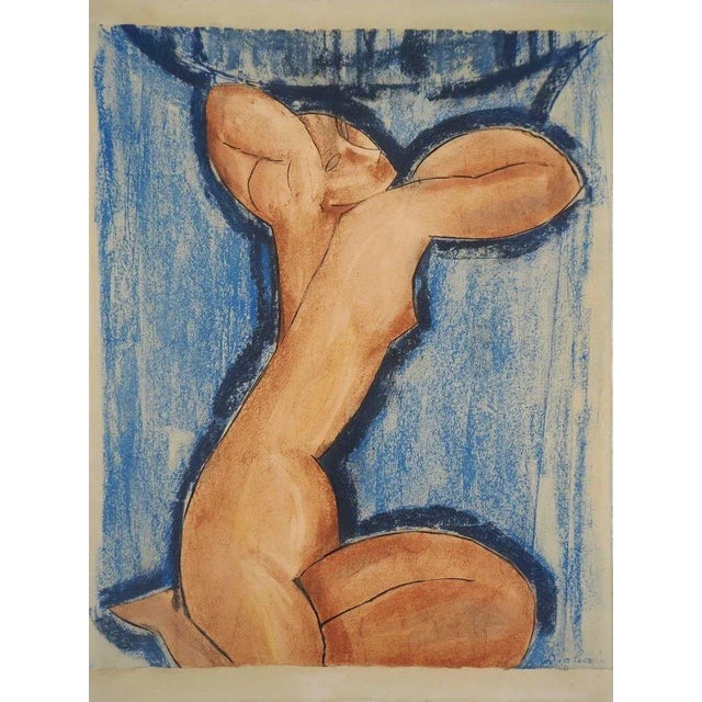 Amedeo modigliani (1884-1920), blue caryatid 1 - signed limited edition lithograph with pochoir in colors - 1960...