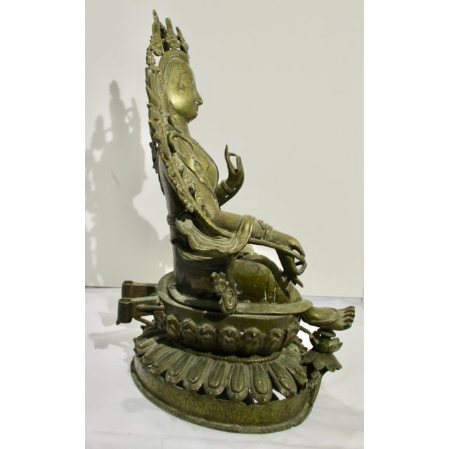 Antique Nepalese Green Tara Brass Sculpture For Sale - Image 9 of 12