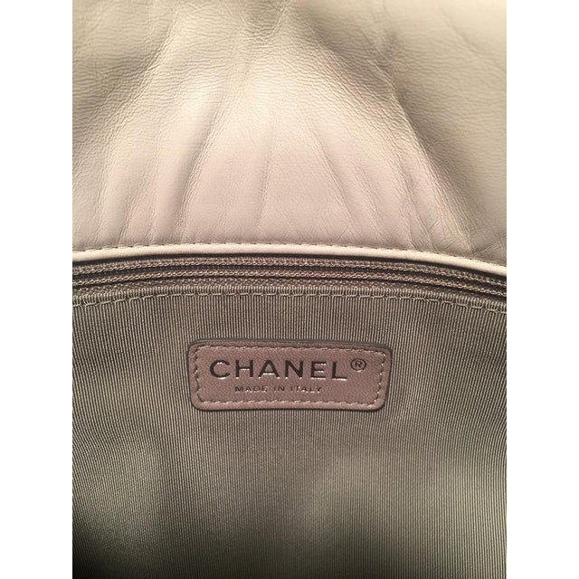 Chanel White Leather Quilted CC logo XL Maxi Classic Top Flap Shoulder Bag For Sale - Image 11 of 11