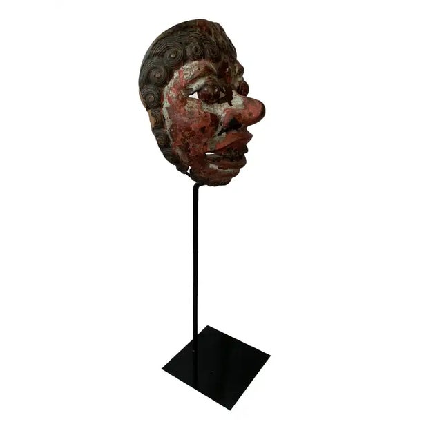 Folk Art 1900s Hand-Carved Wood Javanese ‘Wayang Topeng’ Theatre Mask, Indonesia For Sale - Image 3 of 5