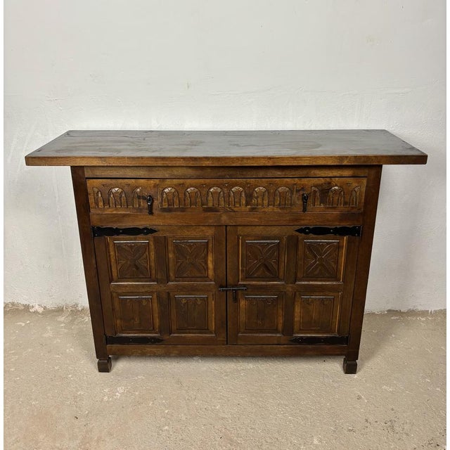 Rustic Vintage Rustic Cabinet Chest with One Drawer, 1940s For Sale - Image 3 of 11