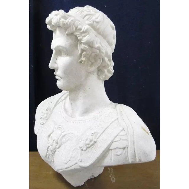 Large Vintage Patinated Cast Concrete Bust of Julius Caesar A striking vintage Regency cement bust. A handsome composition...