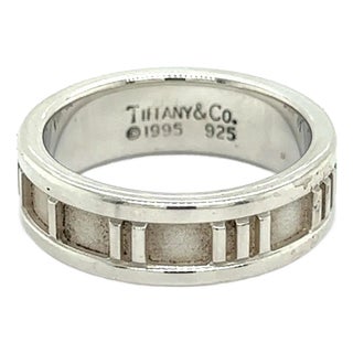 1990s Tiffany & Co Authentic Estate Atlas Ring Size 6.5 Silver 6 mm, Size 6.5 For Sale