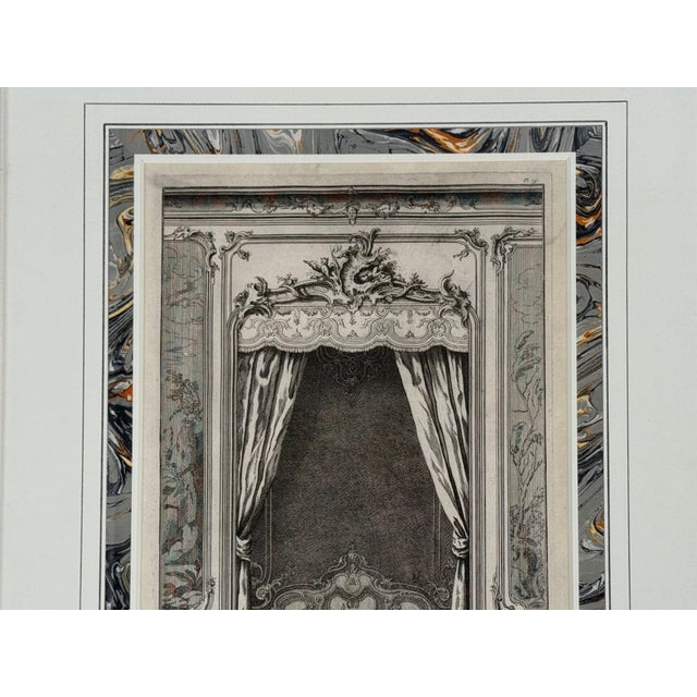Neoclassical, Four Framed Architectural Drawings of French Interiors, 20th C. For Sale - Image 9 of 10