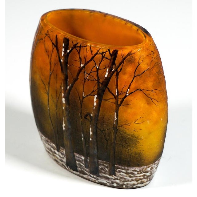Art Nouveau Cameo Vase with Winter Landscape from Daum Nancy, France, 1900 For Sale - Image 4 of 7