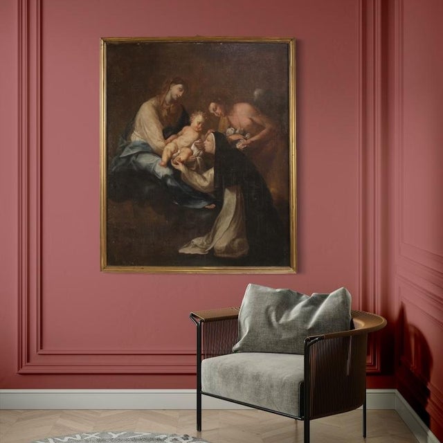 Italian Artist, Adoration of Saint Rose of Lima with Madonna and Child, 1730, Oil on Canvas For Sale - Image 7 of 15