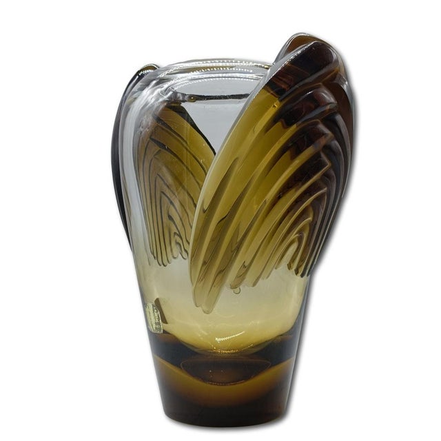 Vintage Marrakech Amber Crystal Vase by Marie-Claude Lalique for Lalique, 1970s For Sale - Image 8 of 8