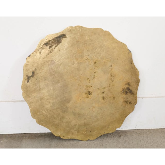 Asian Etched Brass Tray Table on Four Leg Stand For Sale - Image 15 of 18