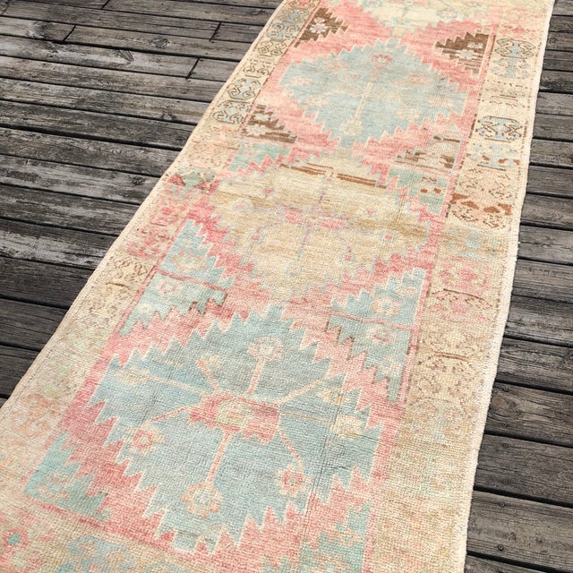 Antique Avanos Runner With Pastel Motifs | 4x10 For Sale - Image 4 of 8