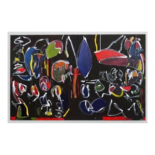Large Impressive Abstract Painting in Acrylic by Artist Marjorie Schlossman, 6 Ft. X 10 Ft. For Sale
