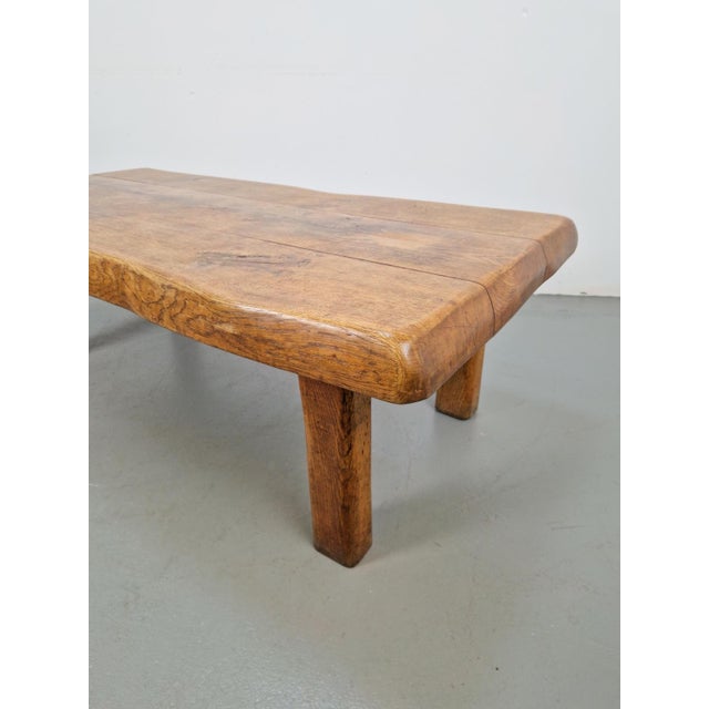 Wood Mid-Century Brutalist Coffee Table in Oak, Spain, 1960s For Sale - Image 7 of 12