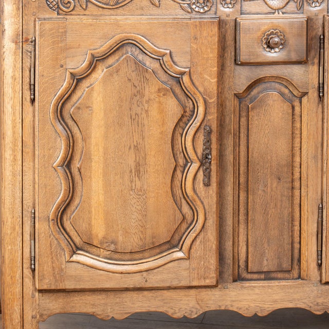 Brown Long French Oak Four Door Sideboard Buffet For Sale - Image 8 of 18