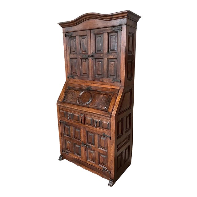 Late 19th Century Spanish Walnut Bureau Bookcase ‘Secretaire’ For Sale