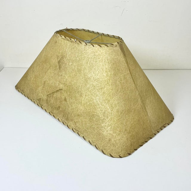 Sand 1950s Vintage Boho Chic Arts & Crafts Rectangular Fiberglass Lamp Shade. For Sale - Image 8 of 13