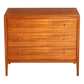 Mid-Century Modern Mahogany Chest of Drawers with Brass Handles by Loughborough Furniture for Heals, 1960s For Sale
