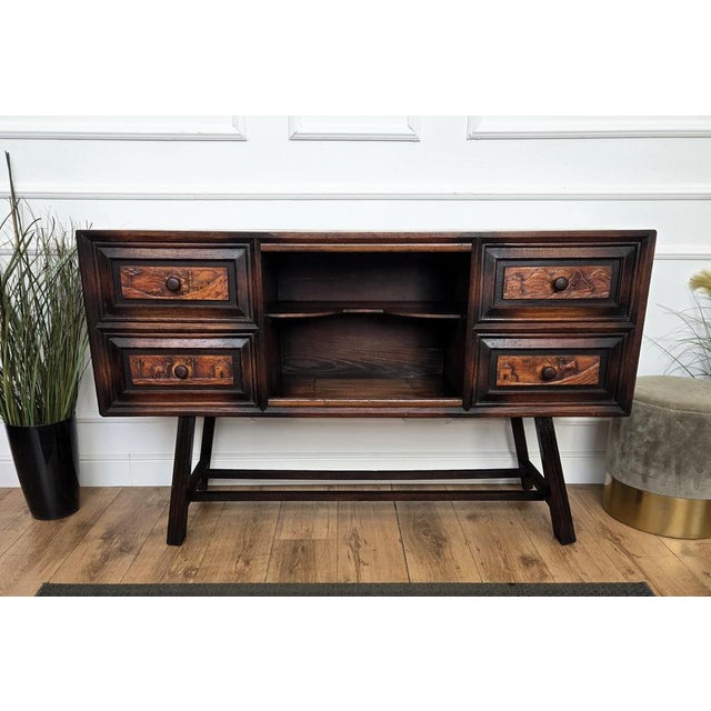 Antique Italian Rustic Folk Art Carved Sideboard, 1890s For Sale - Image 9 of 12