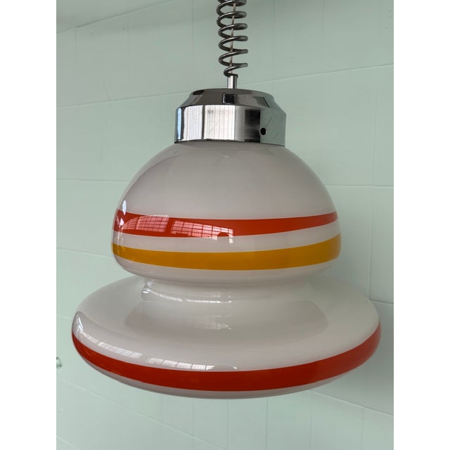 Space Age UFO Glass and Steel Pendant Light, 1970s For Sale - Image 14 of 15