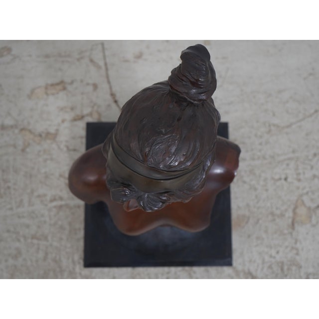E. Vallanis 19th Century Bronze Bust of Woman on Pedestal - Signed For Sale - Image 4 of 12
