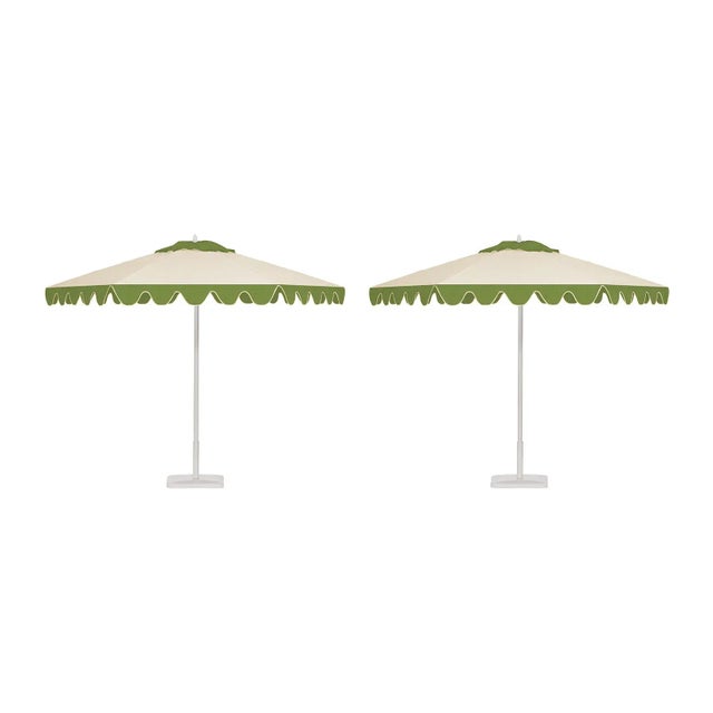 Contemporary Kiwi Sorbet 9' Patio Umbrella, Green & Cream, Set of 2 For Sale - Image 3 of 3