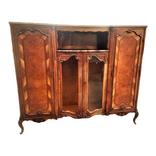 Late 19th Century Monumental 84” Wide French Louis XV Armoire in Burled Maple, Walnut and Olive Wood For Sale