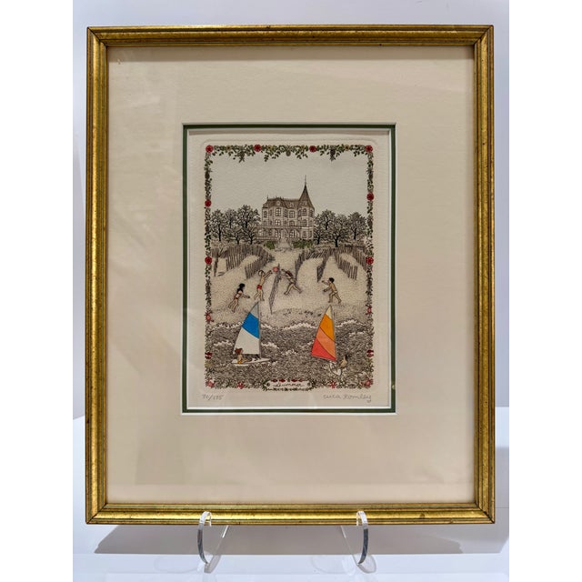 1970s Cuca Romley Four Seasons Set of 4 Signed Hand-Colored Etchings Framed For Sale - Image 13 of 16