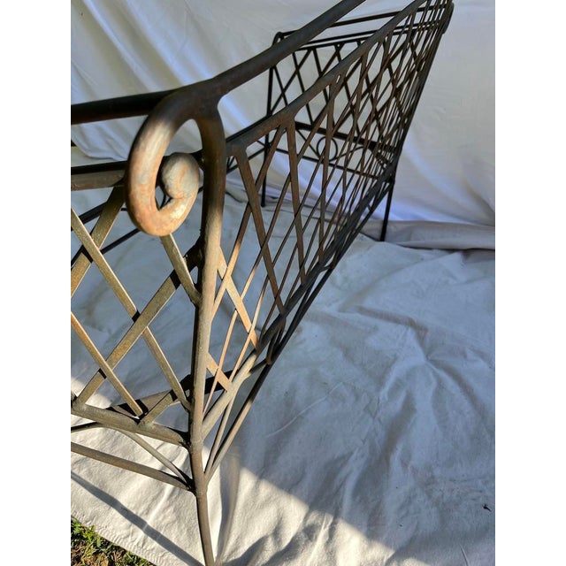 Vintage Lattice Iron Outdoor Bench For Sale - Image 12 of 13