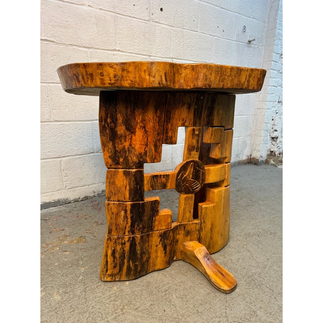 Vintage Hand Carved Wooden Aztec Accent Table For Sale - Image 12 of 12