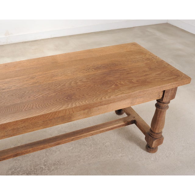 Tan Country French Provincial Bleached Oak Farmhouse Dining Table 8 Ft For Sale - Image 8 of 18