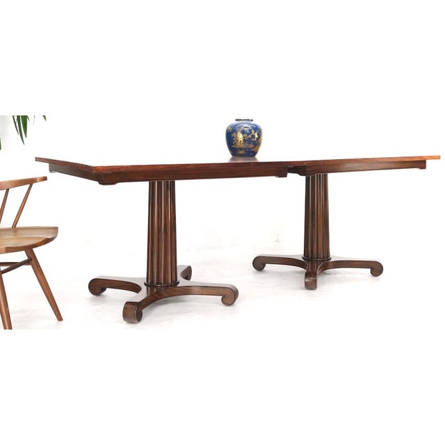 Neoclassical Two Part Rosewood Two Pedestals Dining Table Game Table Mint For Sale - Image 3 of 17