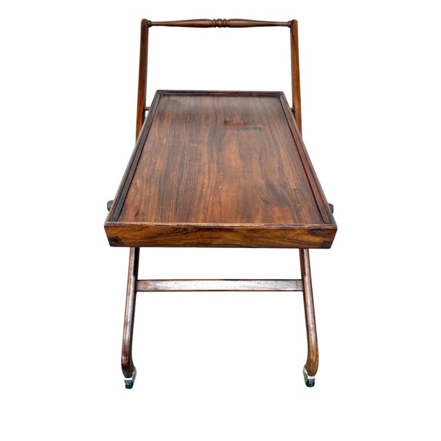 1960s Mid-Century Danish Modern Teak Folding Serving Cart For Sale - Image 5 of 9