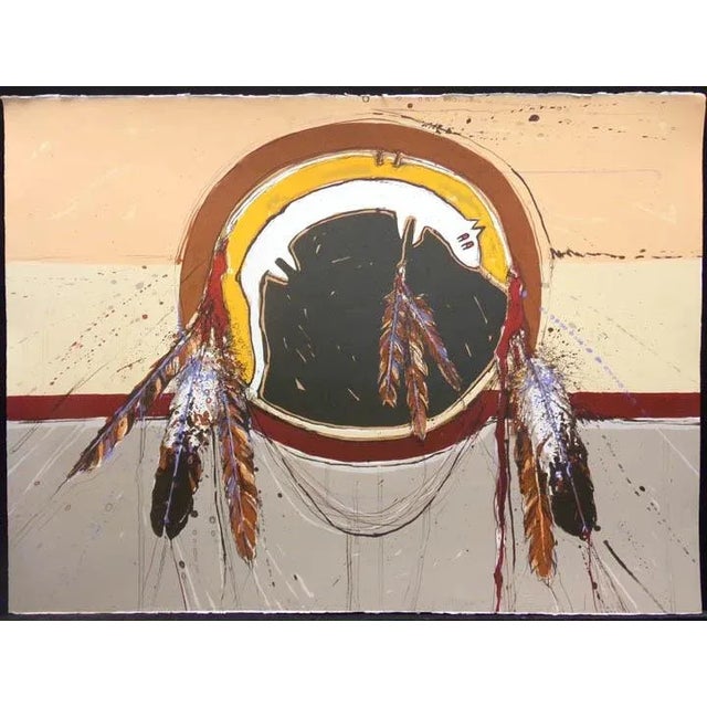 Impressionist Larry Fodor "Crow Shield" Hand Signed and Colored Limited Edition Lithograph For Sale - Image 3 of 3