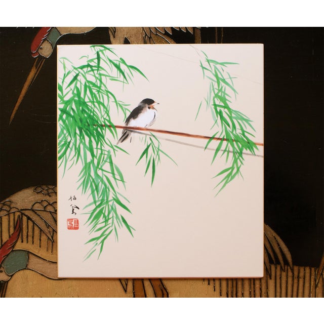 "Flycatcher", Heisei Era Japanese Silk Painting For Sale - Image 11 of 13