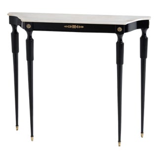 Mid-20th Century Black Console Table with White Stone Top, Italy For Sale