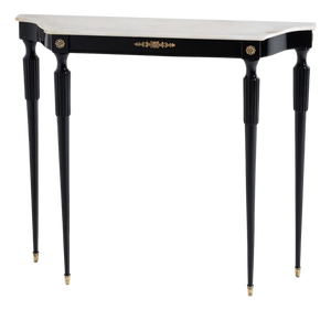 Mid-20th Century Black Console Table with White Stone Top, Italy