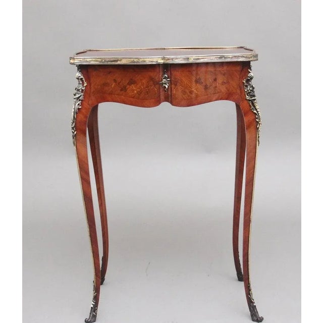 19th Century French Freestanding Kingwood and Marquetry Side Table, 1880s For Sale - Image 12 of 13