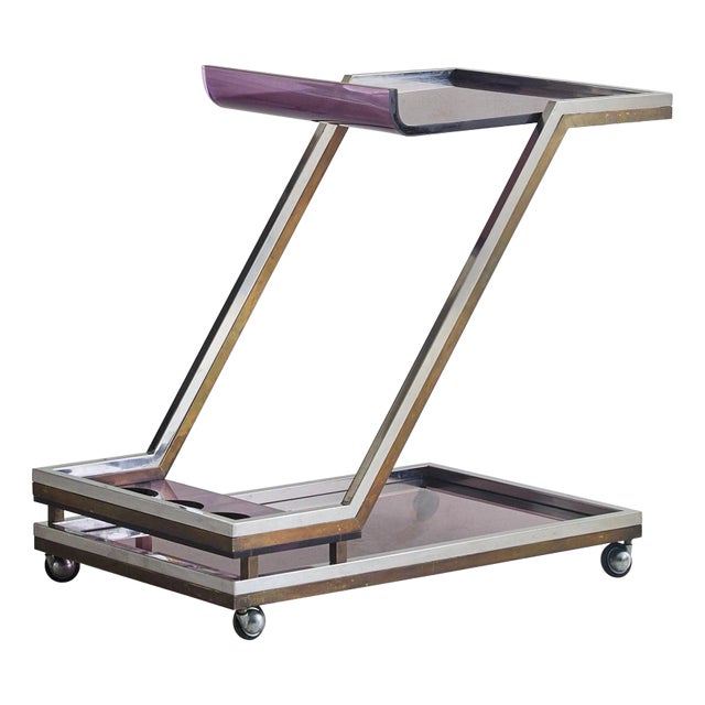 French Amethyst Plexiglass Bar Cart, 1970s For Sale