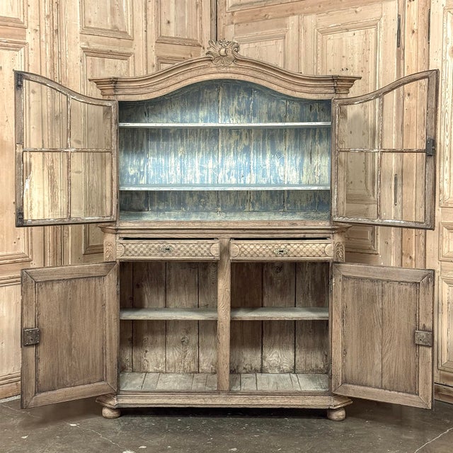 18th Century Rustic Belgian Regence Stripped Oak Bookcase Cabinet For Sale - Image 12 of 18