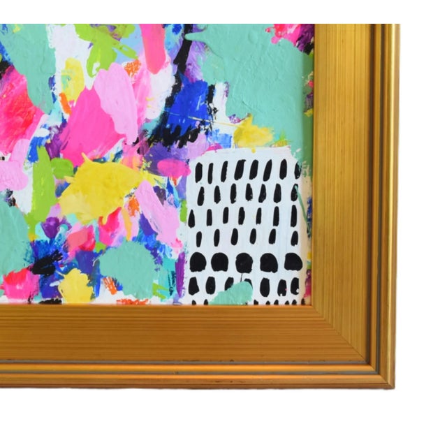 Contemporary Modern Abstract Oil Painting W/ Antiqued Gold Wood Frame For Sale - Image 4 of 7