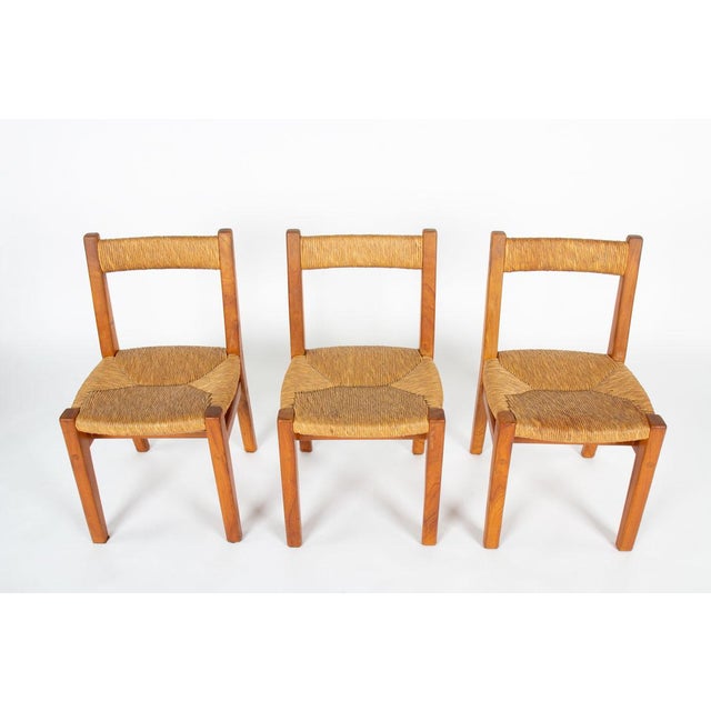 Wood Chairs by Charles Flandre in Elm and Woven Straw, France, 1950s, Set of 6 For Sale - Image 7 of 9