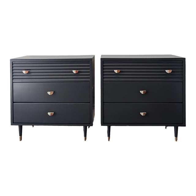 Pair of Mid-Century Black Dressers For Sale