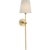 Thomas O'Brien for Visual Comfort Signature Bryant 27" Cordless Tail Sconce in Hand-Rubbed Antique Brass with Linen Shade For Sale