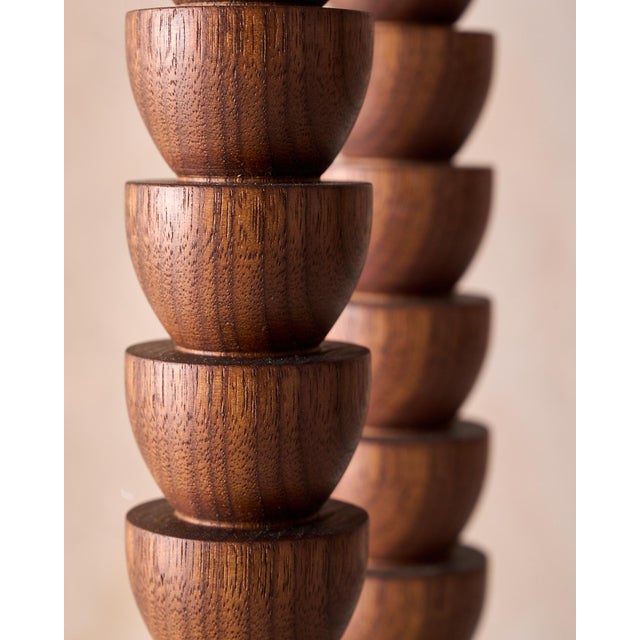 2020s "Albert" Hand Turned Walnut Candle Holders by Lostine, Set of 2 For Sale - Image 5 of 9