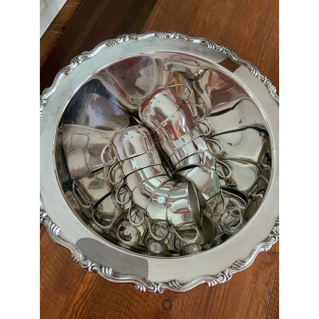 Vintage Oneida Silverplate Punch Bowl Set – 12 Cups & Ladle. See My Photos for Versatility! Traditional, Southern & Palm Beach Regency Hosting. For Sale - Image 12 of 12